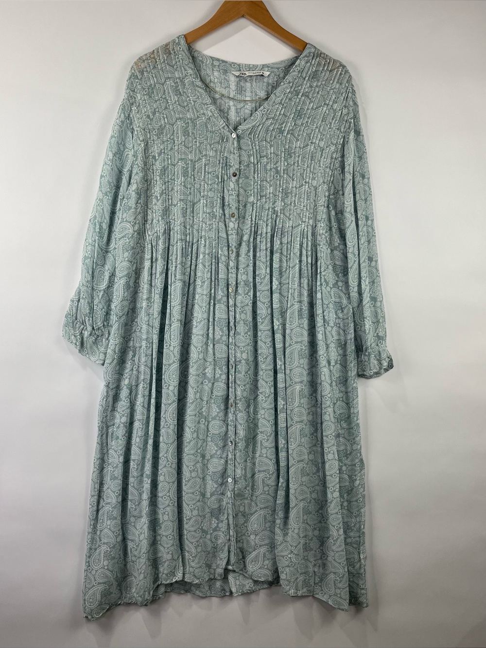 Zara Lightweight Sheer Button Down Dress Duster Layering Cover Up